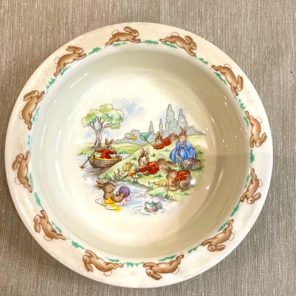 ROYAL DOULTON BUNNYKIN Fine Bone China Cereal Bowl At The River Motif - Picture 1 of 5